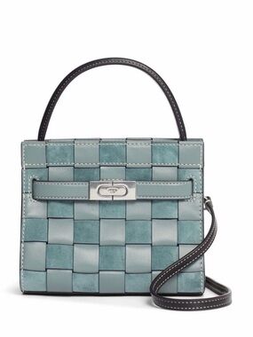 Tory Burch Lee Radziwill Woven Petite Double Bag in Arctic